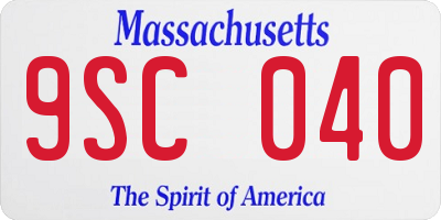 MA license plate 9SC040