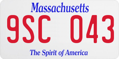 MA license plate 9SC043