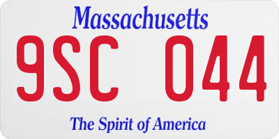 MA license plate 9SC044