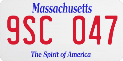 MA license plate 9SC047