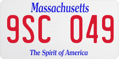 MA license plate 9SC049