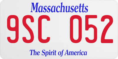 MA license plate 9SC052