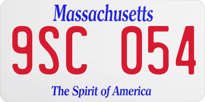 MA license plate 9SC054