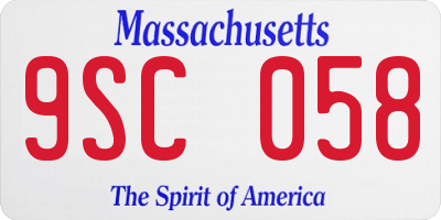 MA license plate 9SC058