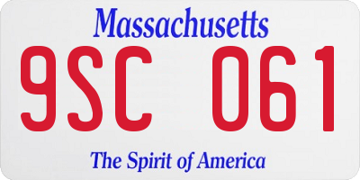MA license plate 9SC061