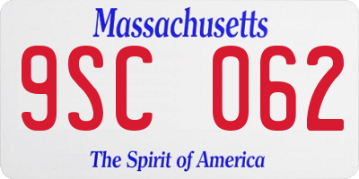 MA license plate 9SC062