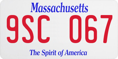 MA license plate 9SC067
