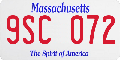 MA license plate 9SC072