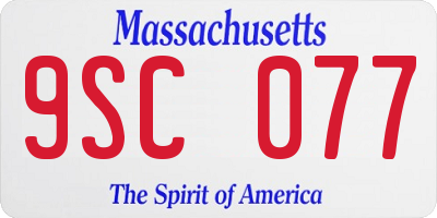 MA license plate 9SC077