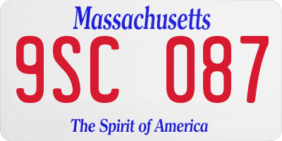 MA license plate 9SC087