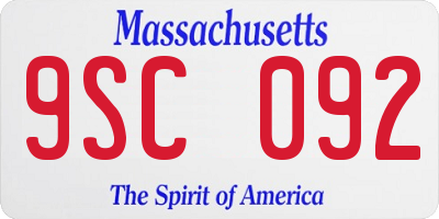 MA license plate 9SC092