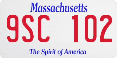 MA license plate 9SC102