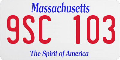 MA license plate 9SC103