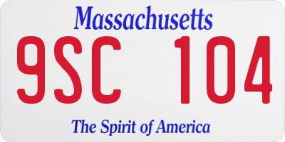 MA license plate 9SC104