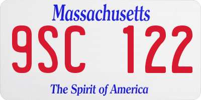 MA license plate 9SC122