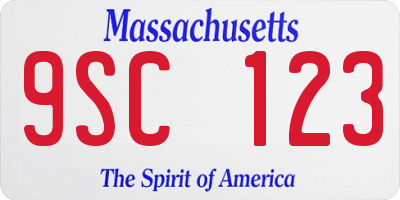 MA license plate 9SC123
