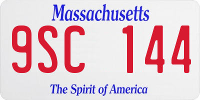 MA license plate 9SC144