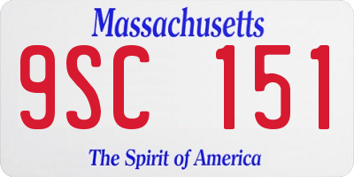MA license plate 9SC151