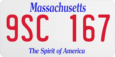 MA license plate 9SC167