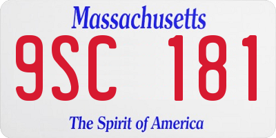 MA license plate 9SC181