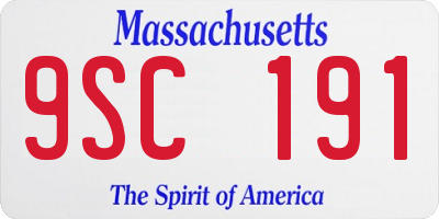 MA license plate 9SC191