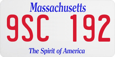 MA license plate 9SC192
