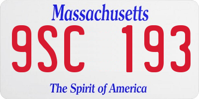 MA license plate 9SC193