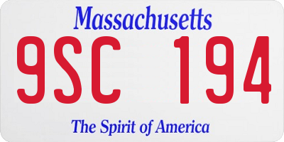 MA license plate 9SC194