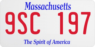MA license plate 9SC197