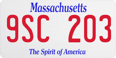 MA license plate 9SC203