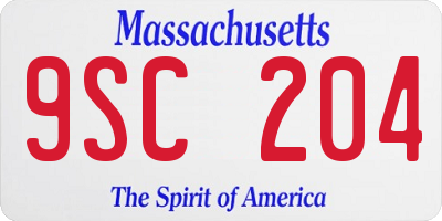 MA license plate 9SC204