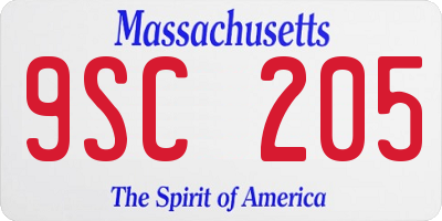 MA license plate 9SC205