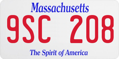 MA license plate 9SC208