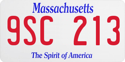 MA license plate 9SC213
