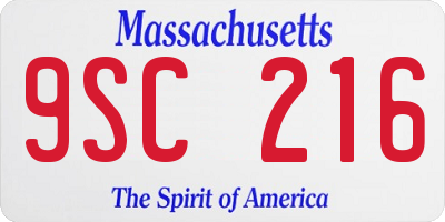 MA license plate 9SC216