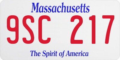 MA license plate 9SC217