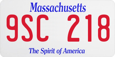 MA license plate 9SC218