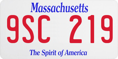 MA license plate 9SC219