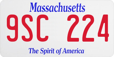 MA license plate 9SC224