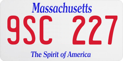MA license plate 9SC227