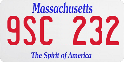 MA license plate 9SC232