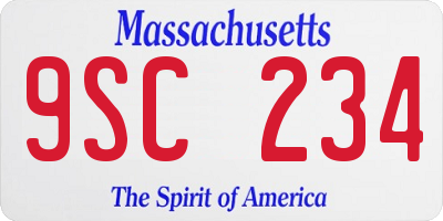 MA license plate 9SC234