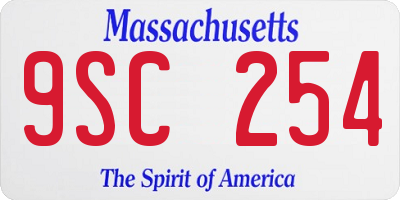 MA license plate 9SC254