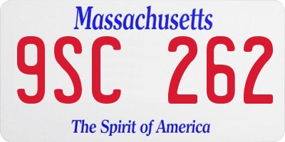 MA license plate 9SC262