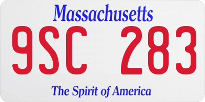 MA license plate 9SC283
