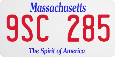 MA license plate 9SC285