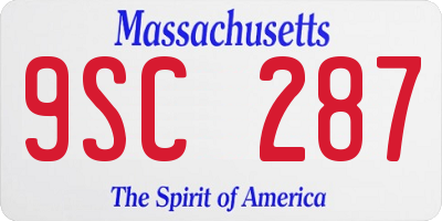 MA license plate 9SC287