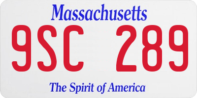 MA license plate 9SC289