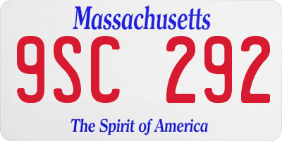 MA license plate 9SC292