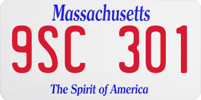 MA license plate 9SC301